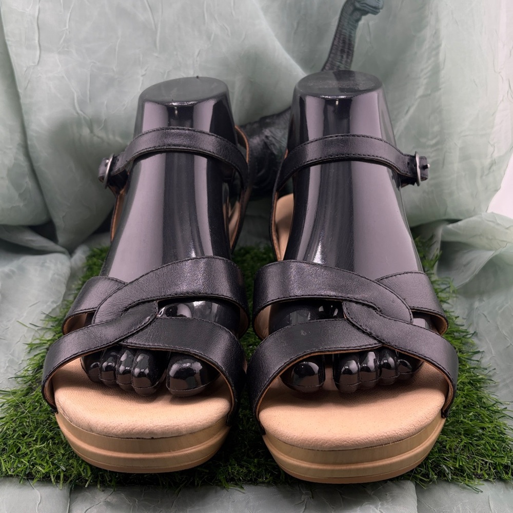 Dansko Women’s Karmen Black Leather Platform Wedge Sandals - 38 - Picture 5 of 14